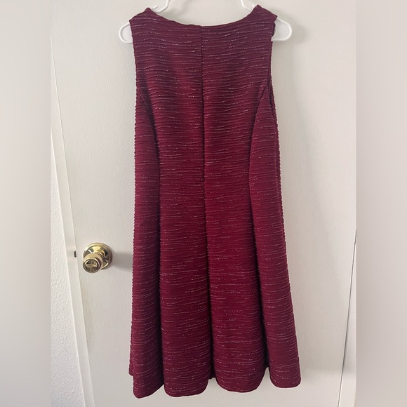 Lane Bryant Burgundy A-Line Midi Dress Crewneck 10/12 - Picture 8 of 13